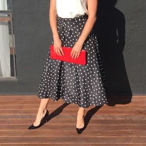 2pc:  Vintage Circle Skirt & Vintage Red Clutch